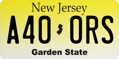 NJ license plate A40ORS