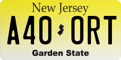 NJ license plate A40ORT