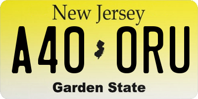 NJ license plate A40ORU