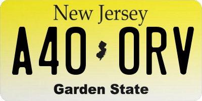 NJ license plate A40ORV