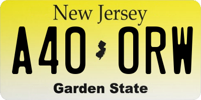NJ license plate A40ORW
