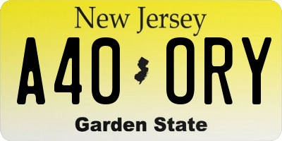 NJ license plate A40ORY