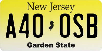 NJ license plate A40OSB