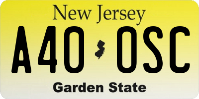 NJ license plate A40OSC