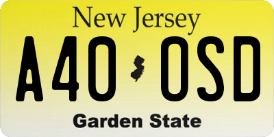 NJ license plate A40OSD