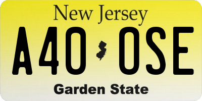 NJ license plate A40OSE