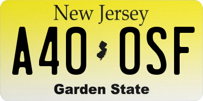 NJ license plate A40OSF
