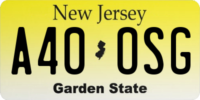 NJ license plate A40OSG