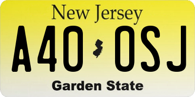 NJ license plate A40OSJ