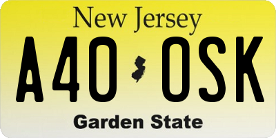 NJ license plate A40OSK
