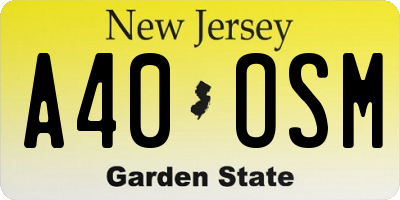 NJ license plate A40OSM