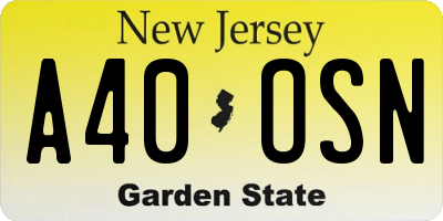 NJ license plate A40OSN