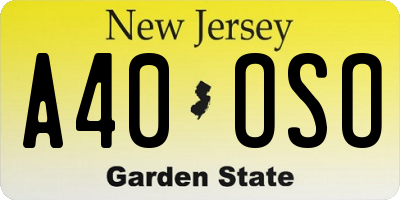 NJ license plate A40OSO