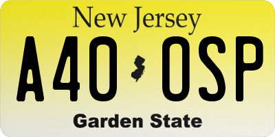 NJ license plate A40OSP