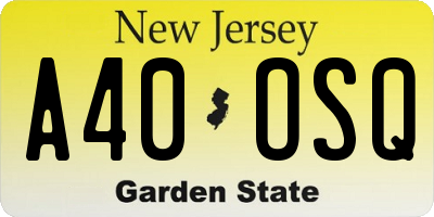 NJ license plate A40OSQ