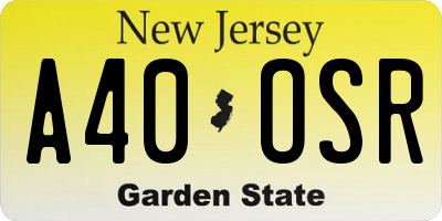 NJ license plate A40OSR
