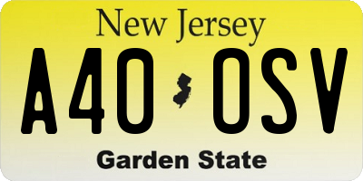NJ license plate A40OSV