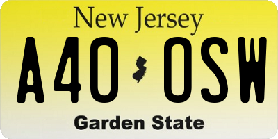 NJ license plate A40OSW