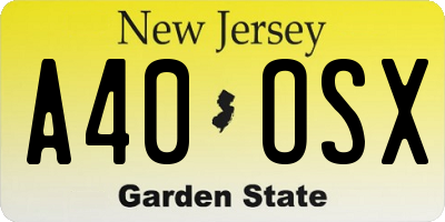 NJ license plate A40OSX