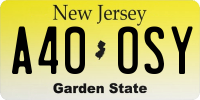 NJ license plate A40OSY