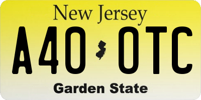 NJ license plate A40OTC