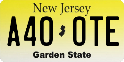 NJ license plate A40OTE