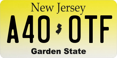 NJ license plate A40OTF