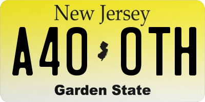NJ license plate A40OTH