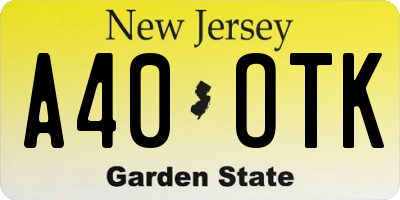 NJ license plate A40OTK