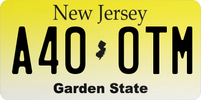 NJ license plate A40OTM