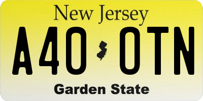 NJ license plate A40OTN