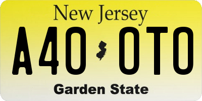 NJ license plate A40OTO