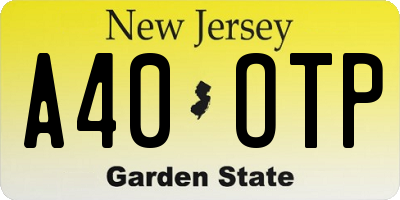 NJ license plate A40OTP