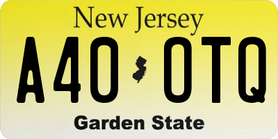 NJ license plate A40OTQ