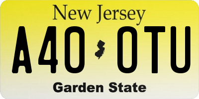 NJ license plate A40OTU