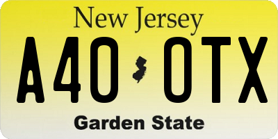 NJ license plate A40OTX