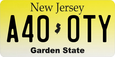 NJ license plate A40OTY