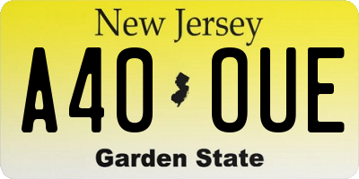 NJ license plate A40OUE