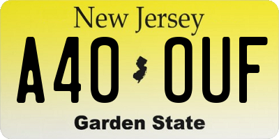 NJ license plate A40OUF