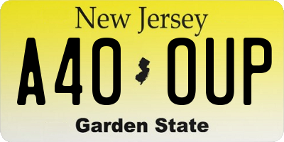 NJ license plate A40OUP