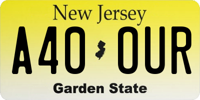 NJ license plate A40OUR
