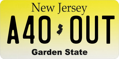 NJ license plate A40OUT
