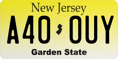 NJ license plate A40OUY