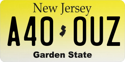 NJ license plate A40OUZ