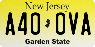 NJ license plate A40OVA