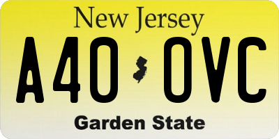NJ license plate A40OVC