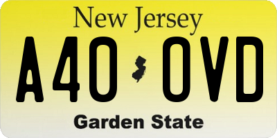 NJ license plate A40OVD
