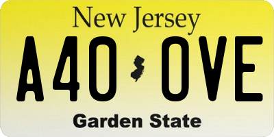 NJ license plate A40OVE