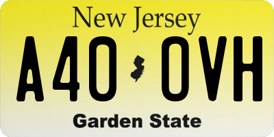 NJ license plate A40OVH