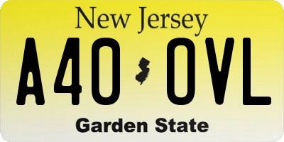 NJ license plate A40OVL